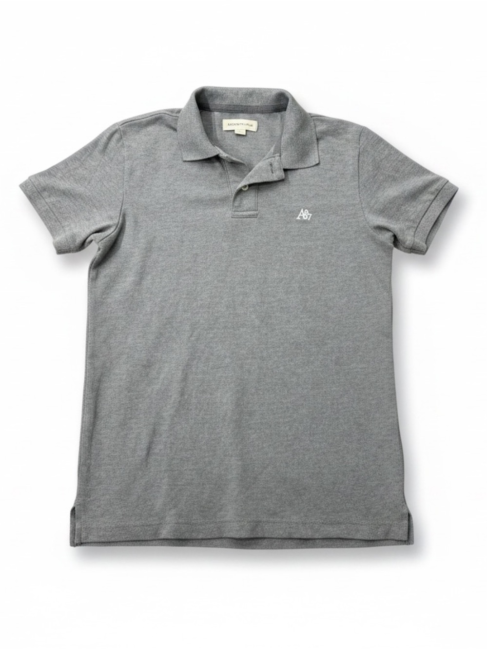 Aéropostale Men’s Gray Solid Polo Shirt Short Sleeve Collared, Size Medium, Logo